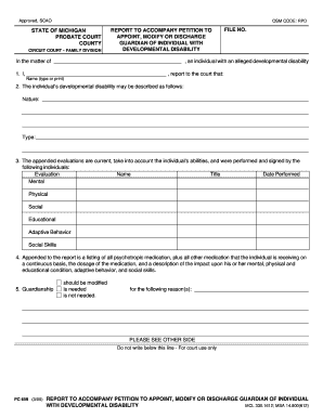 Michigan Guardian Report for Developmental Disability