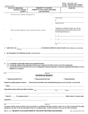 Michigan Friend of the Court Records Access Request