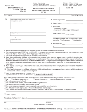 Notice of Registration of Out-of-State Support Order