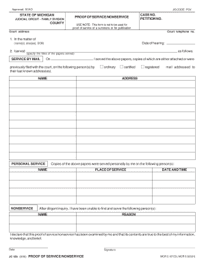 Michigan Proof of Service/Non-Service Form