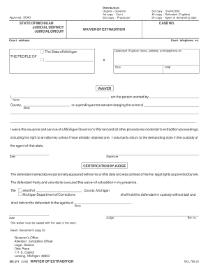Michigan Waiver of Extradition