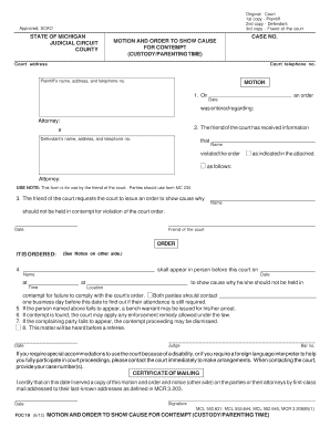 Motion and Order to Show Cause for Contempt