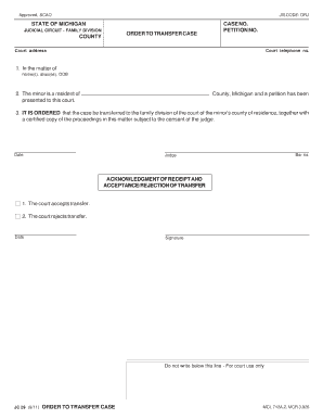 Order to Transfer Case