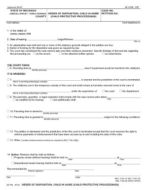 Michigan Child in Home Disposition Order