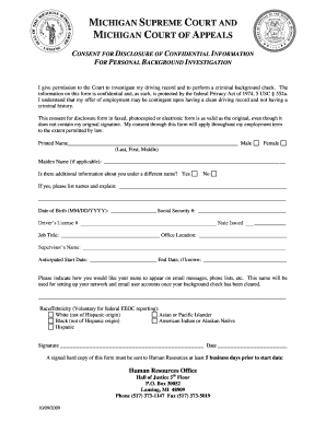 Michigan Court Background Check Consent Form