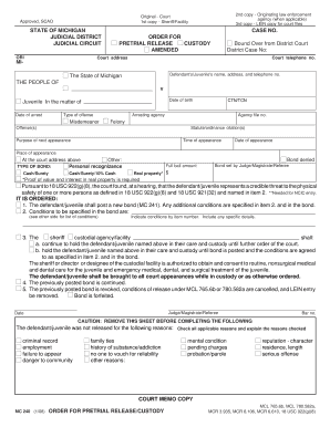 Michigan Pretrial Release Order