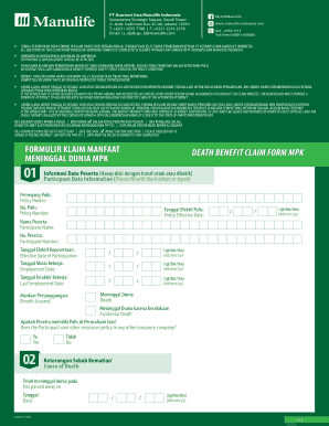 Manulife Indonesia Death Benefit Claim Form
