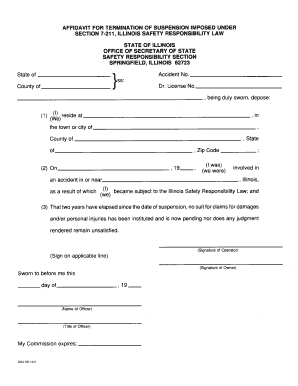 Affidavit for Termination of Suspension