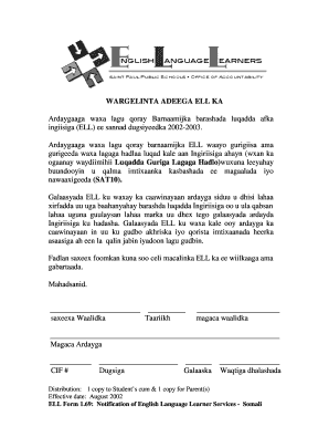 Notification of English Language Learner Services