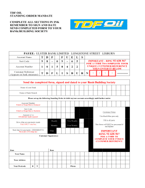 TDF Oil Standing Order Mandate