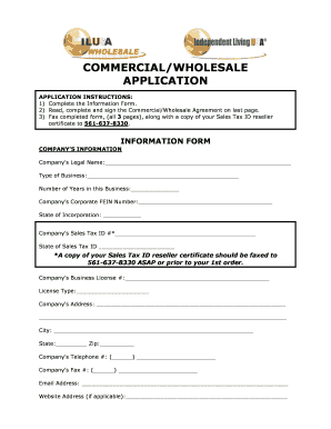 Commercial Wholesale Application and Agreement