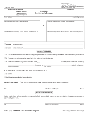 Michigan Probate Court Dismissal Order