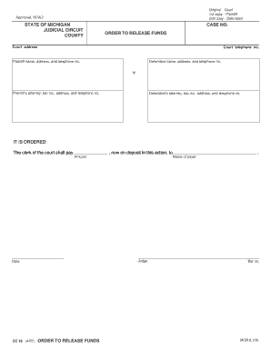 Michigan Order to Release Funds