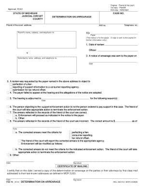 Michigan Determination on Arrearage