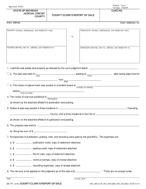 County Clerk's Report of Sale