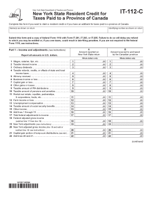 New York State Resident Credit for IT-112-C