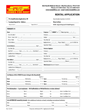 Tennessee Rental Application Form