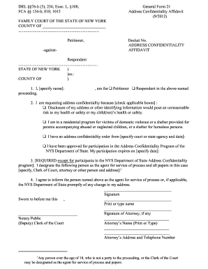 New York Address Confidentiality Affidavit