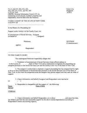 New York Support Petition Form 4-3a