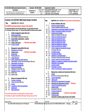 ISO 9001:2008 Quality System Checklist