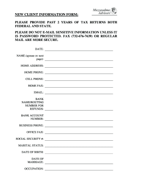 New Client Information Form