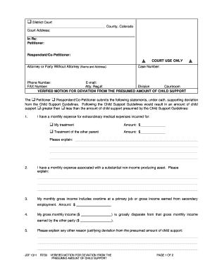 Verified Motion for Deviation from Child Support Guidelines