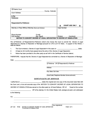 Motion to Convert Legal Separation to Dissolution