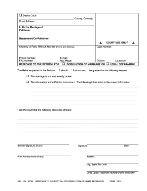 Response to Petition for Dissolution or Legal Separation