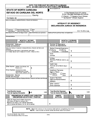 Affidavit of Indigency