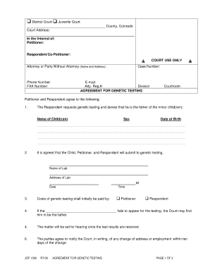 Agreement for Genetic Testing