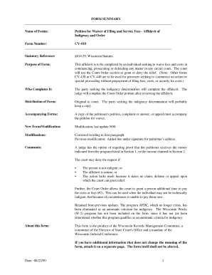 Petition for Waiver of Filing and Service Fees - Affidavit of Indigency