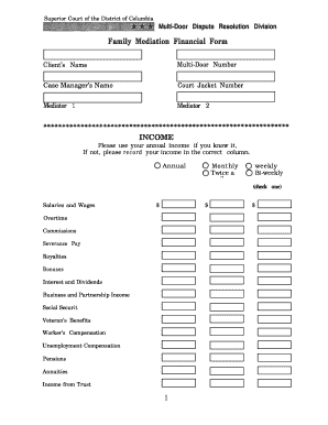 Family Mediation Financial Form