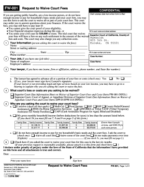 Request to Waive Court Fees