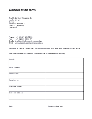 Cancellation Form