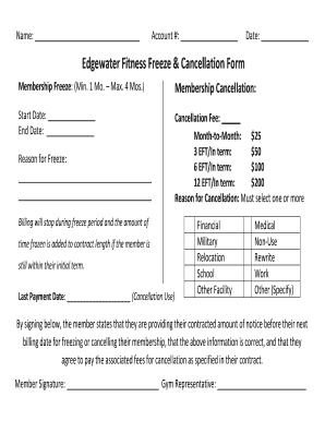 Edgewater Fitness Freeze and Cancellation Form