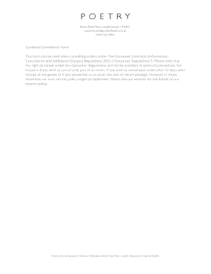 Standard Cancellation Form