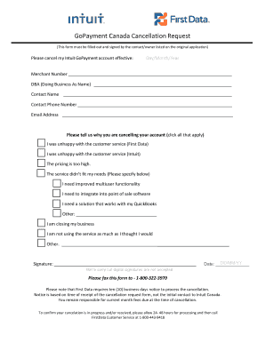 GoPayment Canada Cancellation Request