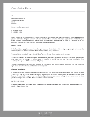 UK Consumer Contract Cancellation Form