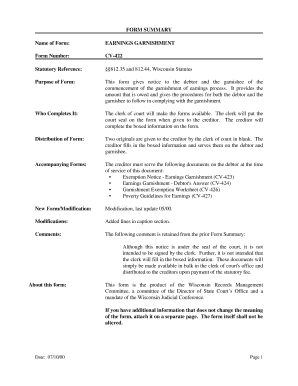 Earnings Garnishment Notice