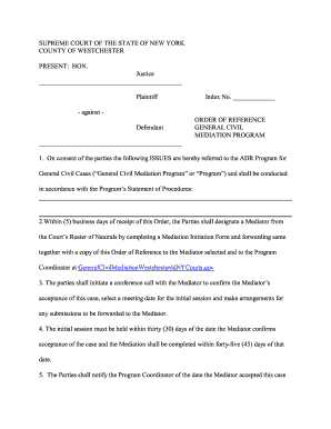 New York Order of Reference for Mediation