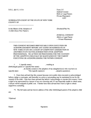 New York Judicial Consent for Adoption