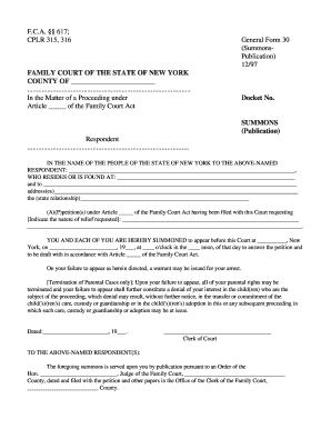 New York Family Court Summons Publication