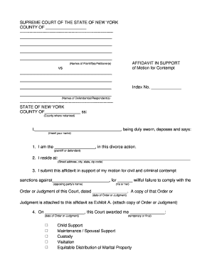 Affidavit in Support of Motion for Contempt