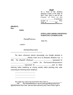 Stipulated Order Appointing Parenting Coordinator