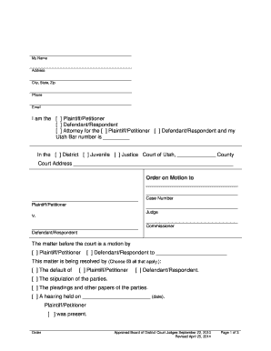 Utah Court Order on Motion