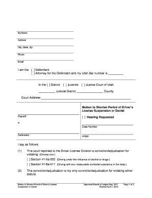 Motion to Shorten Driver's License Suspension