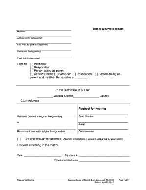 Utah Request for Hearing Form