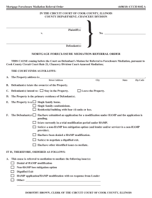 Mortgage Foreclosure Mediation Referral Order