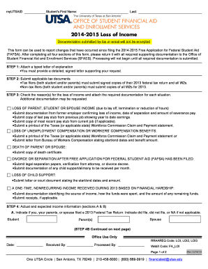 2014-2015 Loss of Income Form