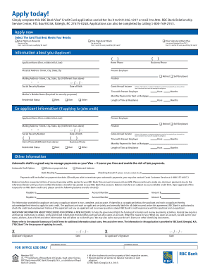 RBC Bank Visa Credit Card Application